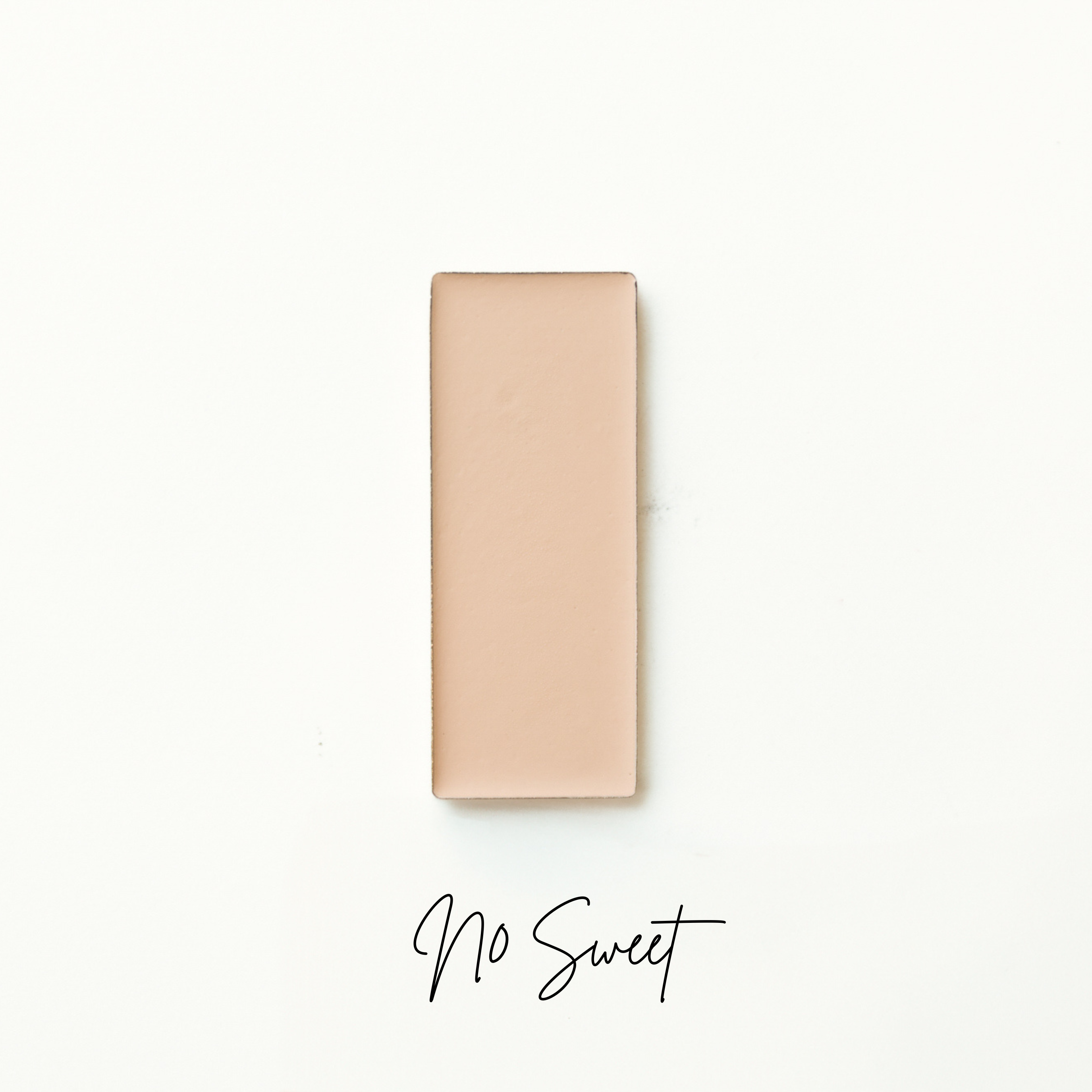 Rectangular beige bar on a white background with 'No Sweet' text. natural foundation