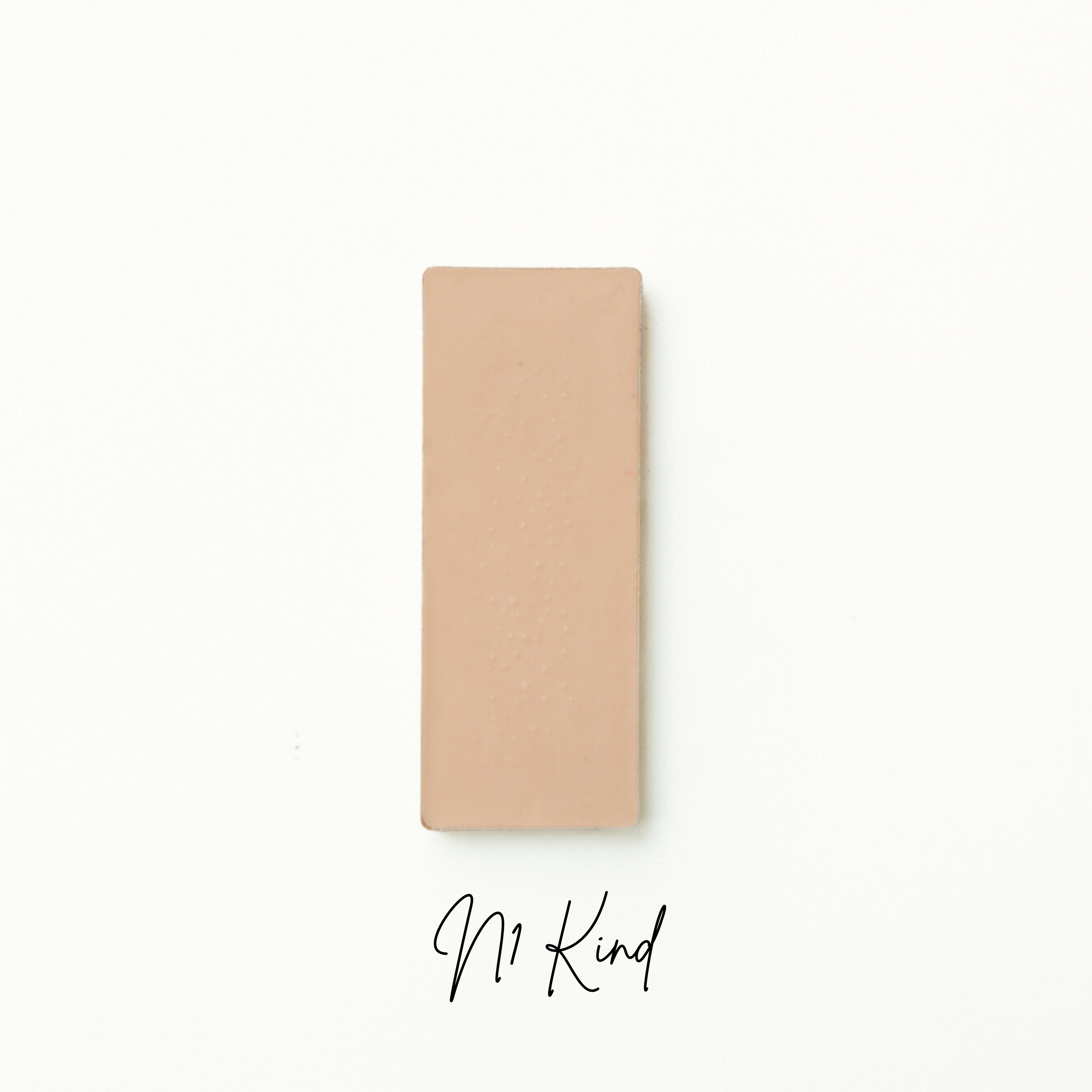 Beige fabric swatch on a white background with 'M Kind' branding. Natural Foundation