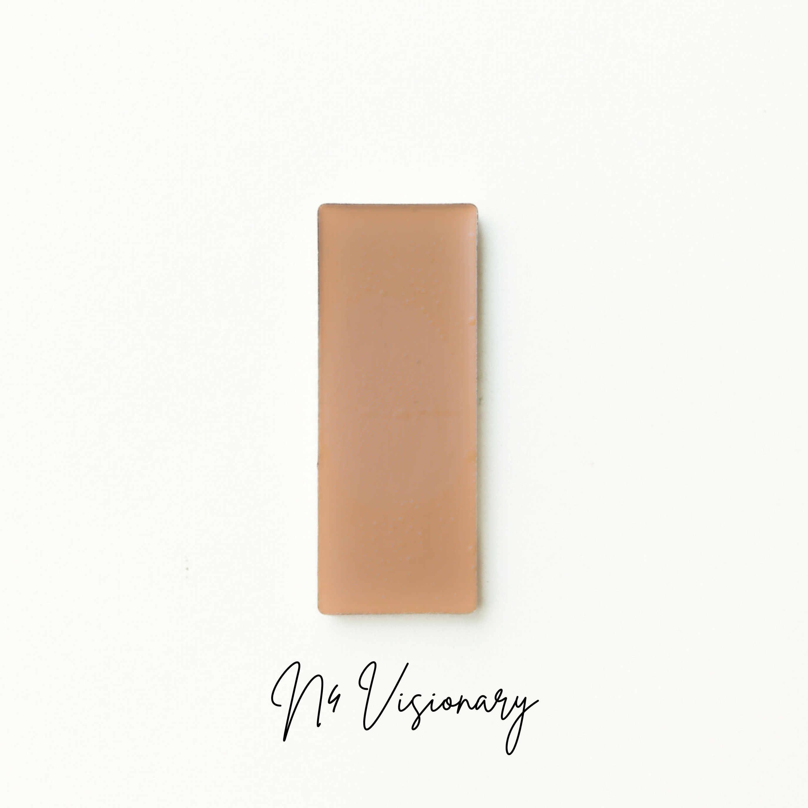 Rectangular brown leather wallet on a white background with 'No Visionary' branding. Natural foundation