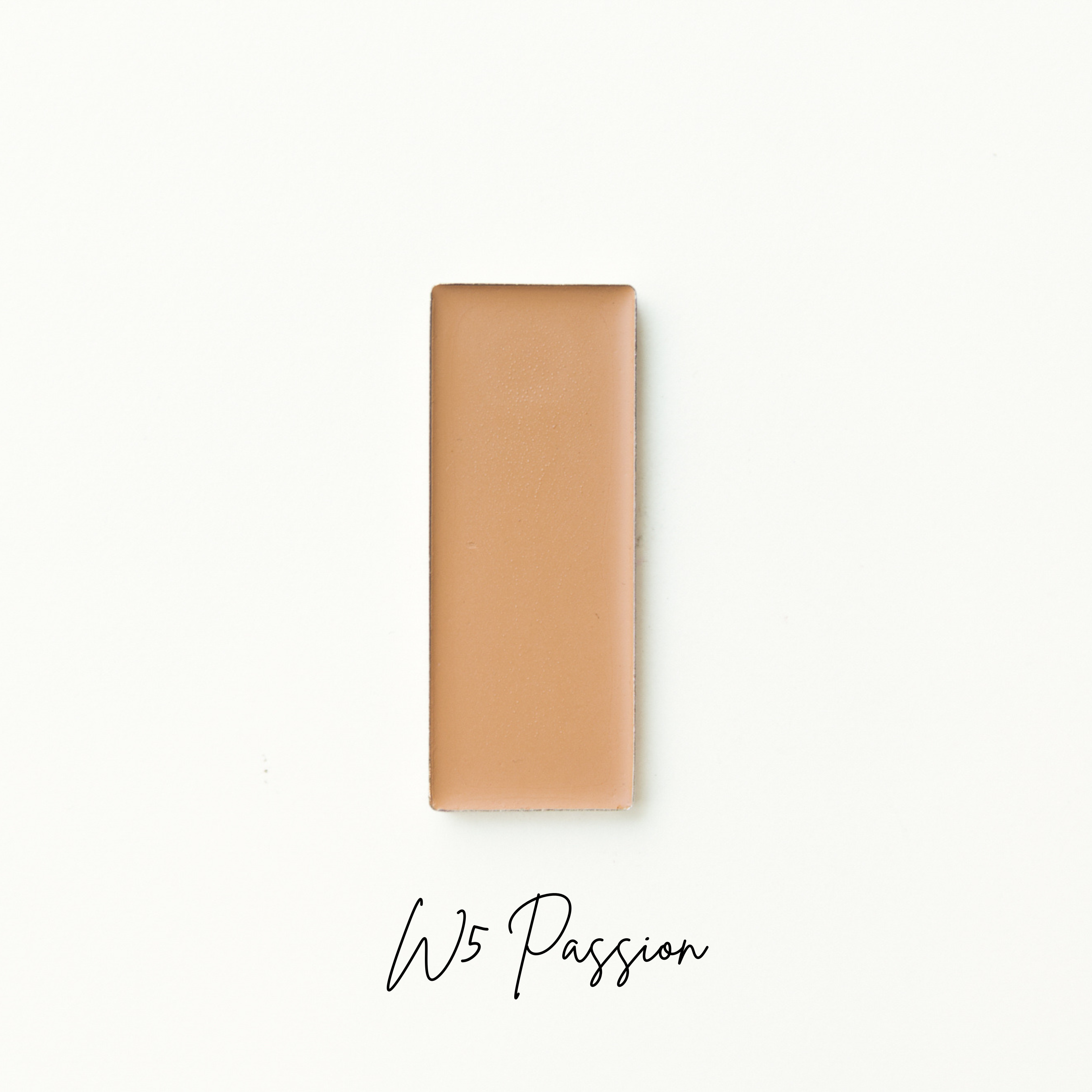 Rectangular brown leather wallet on a white background with 'W5 Passion' text. Natural Makeup