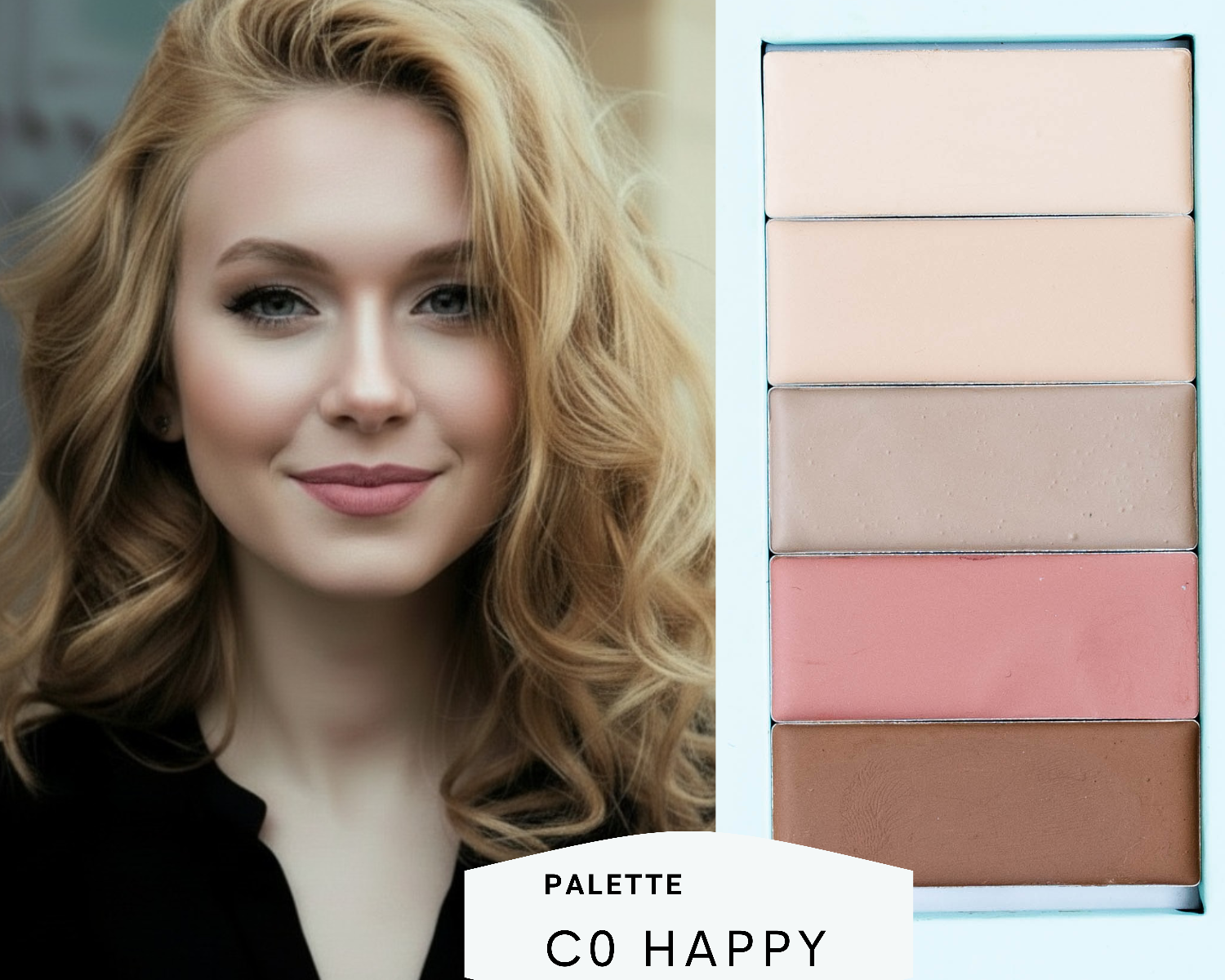 Natural glow organic makeup look featuring the C0 Happy Palette