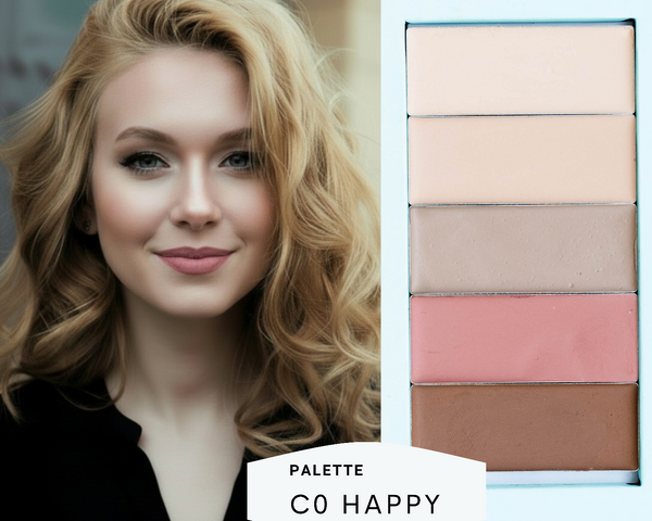 Natural glow organic makeup look featuring the C0 Happy Palette